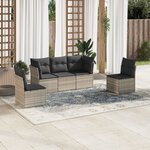 vidaXL Salon de jardin 5 Pièces avec coussins gris clair résine tressée