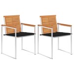 vidaXL Chaises de jardin avec coussins lot de 2 Acacia solide et acier