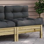 vidaXL Canapé de jardin sans accoudoirs et coussins bois pin imprégné