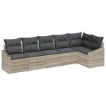 vidaXL Ensemble de canapé de jardin 6 Pièces Gris clair Poly rotin