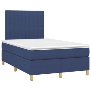 vidaXL Sommier à lattes de lit avec matelas bleu 120x190 cm tissu