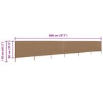 vidaXL Paravent 6 panneaux Tissu 800 x 80 cm Taupe