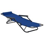 vidaXL Chaises longues pliables 2 Pièces avec repose-pied Acier Bleu