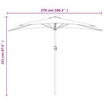 vidaXL Parasol de balcon et mât en aluminium Terre cuite 270x144x222cm