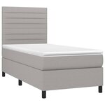 vidaXL Sommier à lattes de lit avec matelas Gris clair 100x200cm Tissu