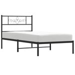vidaXL Cadre de lit métal sans matelas avec tête de lit noir 100x190cm