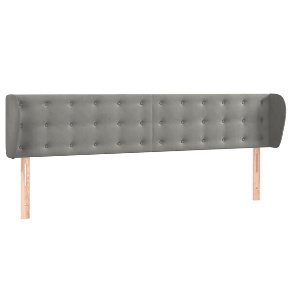 vidaXL Tête de lit avec oreilles Gris clair 203x23x78/88 cm Velours