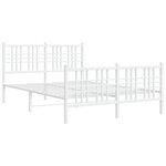 vidaXL Cadre de lit métal sans matelas et pied de lit blanc 137x190 cm