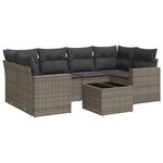 vidaXL Salon de jardin avec coussins 7 Pièces gris résine tressée