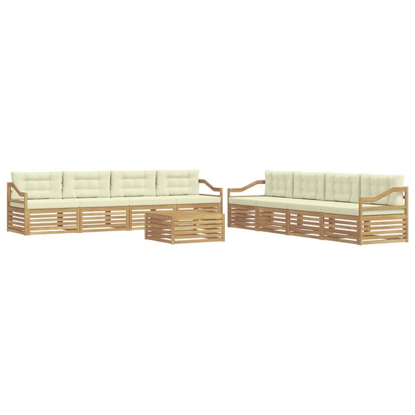 vidaXL Ensemble de canapés d'extérieur 9 pc Blanc et crème Polyester