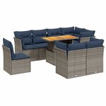 vidaXL Salon de jardin 9 Pièces avec coussins gris résine tressée