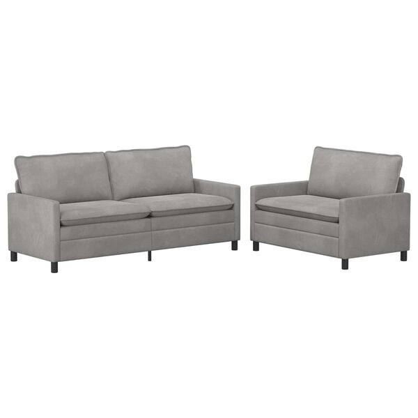 vidaXL Ensemble de Canapés 2 Pièces Gris clair Velours
