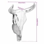 vidaXL Crâne de taureau Argent 34 x 13 x 53 cm Aluminium