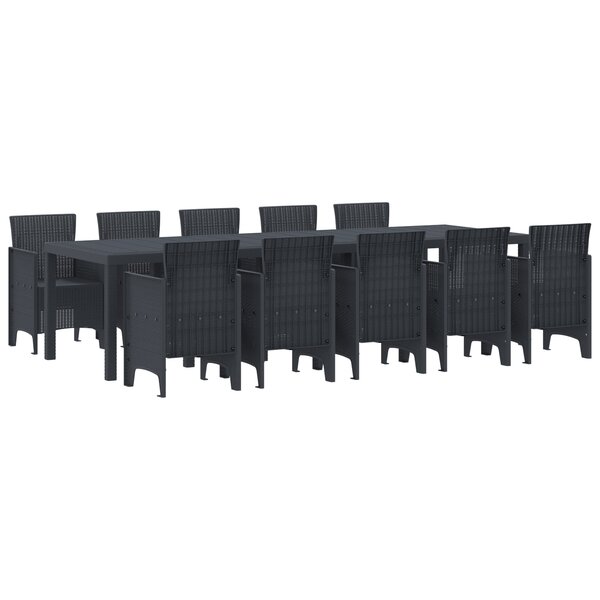 vidaXL Ensemble de salle à manger de jardin 11 pièces anthracite poly rotin