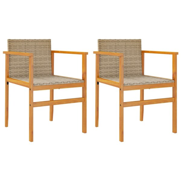 vidaXL Chaises de jardin lot de 2 beige résine tressée et bois massif