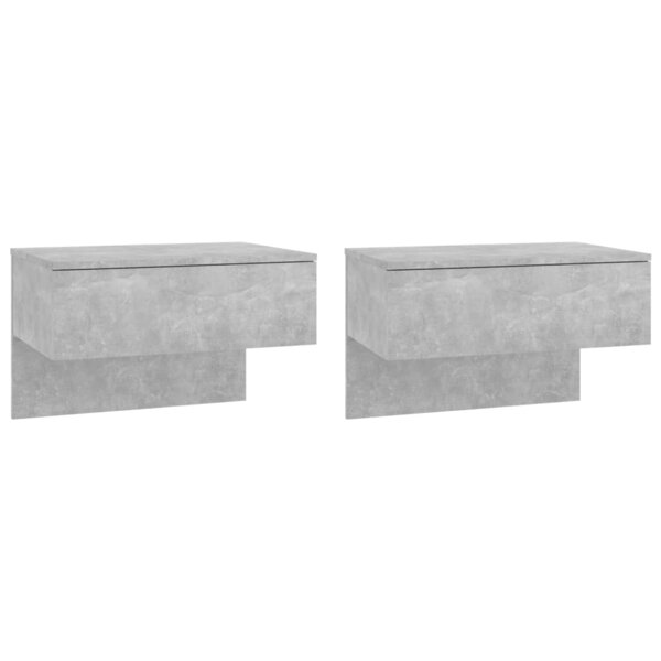 vidaXL Tables de chevet murales 2 Pièces Gris béton