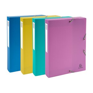 Boîte de classement plastique forever young exacompta - dos 4 cm couleurs assorties - lot de 4