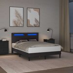 vidaXL Cadre de lit avec bandes LED Gris 140 x 190 cm Simili cuir