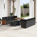 vidaXL Ensemble de canapé de jardin 11 Pièces Noir 100 x 100 x 71 cm