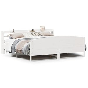 vidaXL Cadre de lit sans matelas blanc 200x200 cm bois massif de pin