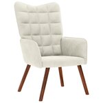 vidaXL Chaise de relaxation avec tabouret crème velours