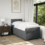 vidaXL Sommier à lattes de lit avec matelas Gris foncé 90x200 cm Tissu