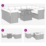 vidaXL Salon de jardin avec coussins 10 Pièces beige résine tressée