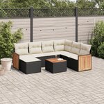 vidaXL Salon de jardin 8 Pièces avec coussins noir résine tressée