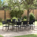 vidaXL Ensemble de salle à manger pour jardin 9 Pièces Noir polyrotin