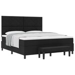 vidaXL Lit à ressorts avec matelas et banc noir 180x200 cm Tissu