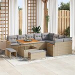 vidaXL Ensemble de canapé de jardin 12 Pièces Beige polyrotin
