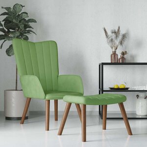 vidaXL Chaise de relaxation avec repose-pied Vert clair Velours