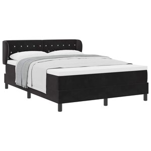 vidaXL Lit à ressorts avec matelas Noir 160 x 200 cm Velours