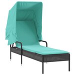 vidaXL Chaise longue avec auvent et table noir résine tressée
