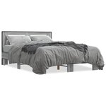 vidaXL Cadre de lit sonoma gris 135x190 cm bois d'ingénierie et métal