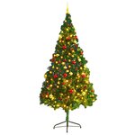 vidaXL Arbre de Noël artificiel pré-éclairé avec boules vert 210 cm