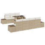 vidaXL Ensemble de Canapé de Jardin 8 Pièces avec Coussins Beige Poly Rattan