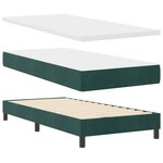 Lit Box Spring vidaXL avec matelas et LED vert foncé 90x190 cm en velours