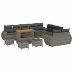 vidaXL Ensemble de canapé de jardin 14 Pièces Gris polyrotin