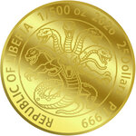 Monnaie PIXEL HYDRA 1/1000 Oz Or 12$ Liberia 2026 (PRÉCOMMANDE)