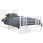 vidaXL Cadre de lit métal sans matelas avec pied de lit blanc 90x200cm