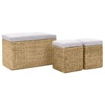 Banc banquette avec 2 poufs jacinthe d'eau gris 02_0021237