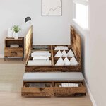vidaXL Cadre de lit avec rangement Bois Ancien 75 cm Bois d'ingénierie