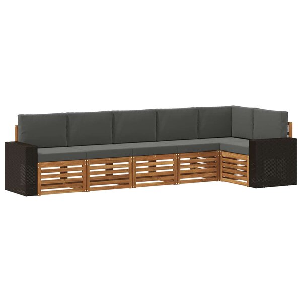 vidaXL Ensemble de canapé d'angle 6 Pièces Naturel et Anthracite