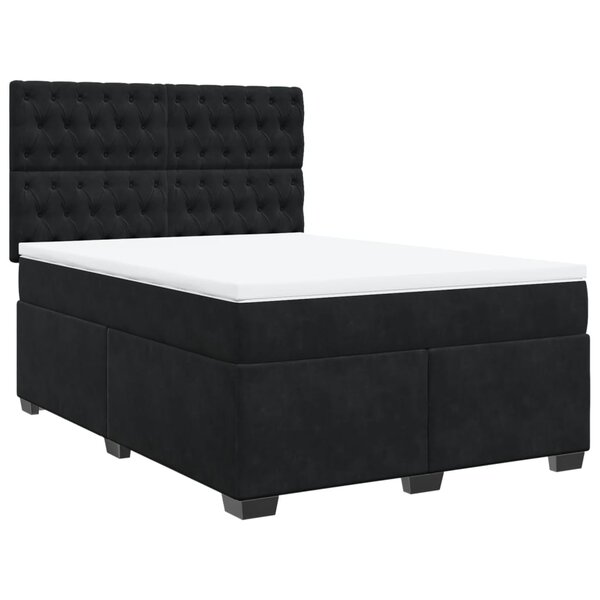 vidaXL Sommier à lattes de lit avec matelas Noir 140x200 cm Velours