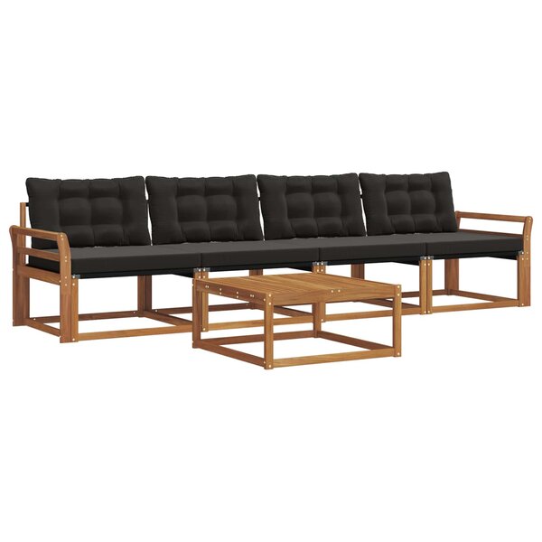 vidaXL Ensemble de canapés d'extérieur 5 pc Naturel et Noir