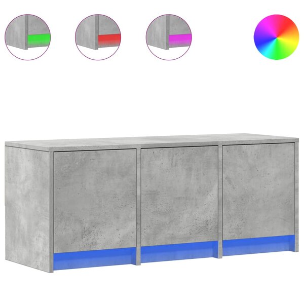 vidaXL Meuble TV avec LED gris béton 97x34x40 cm bois d'ingénierie