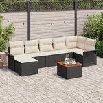 vidaXL Ensemble de canapés jardin 8 pièces avec coussins Noir Poly Rattan Acacia