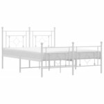 vidaXL Cadre de lit métal sans matelas et pied de lit blanc 135x190 cm