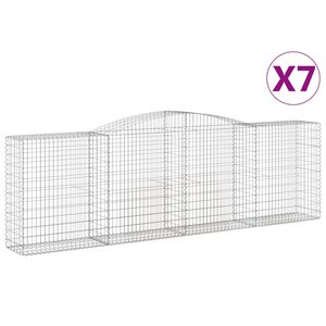vidaXL Paniers à gabions arqués 7 Pièces 400x50x120/140 cm Fer galvanisé
